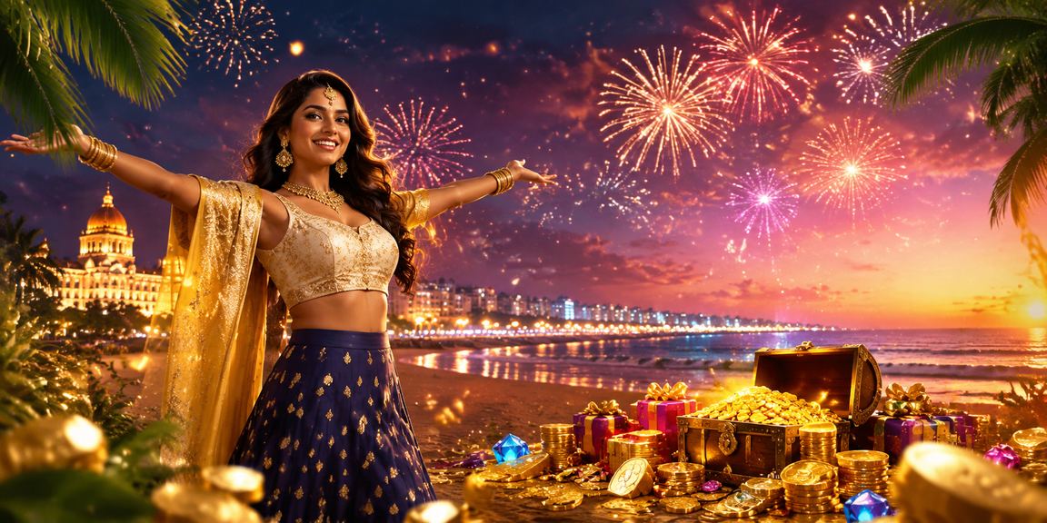 Slot machine reels spinning with Bollywood icons and Indian motifs